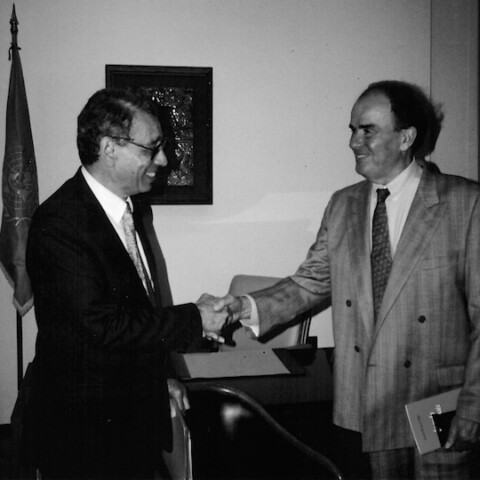Georges Marchais et Boutros-Ghali - ONU - New-York - 1992