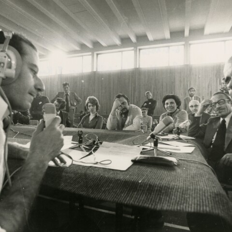 Georges Marchais et Jean-Pierre Elkabbach - 22eme congrès 1976